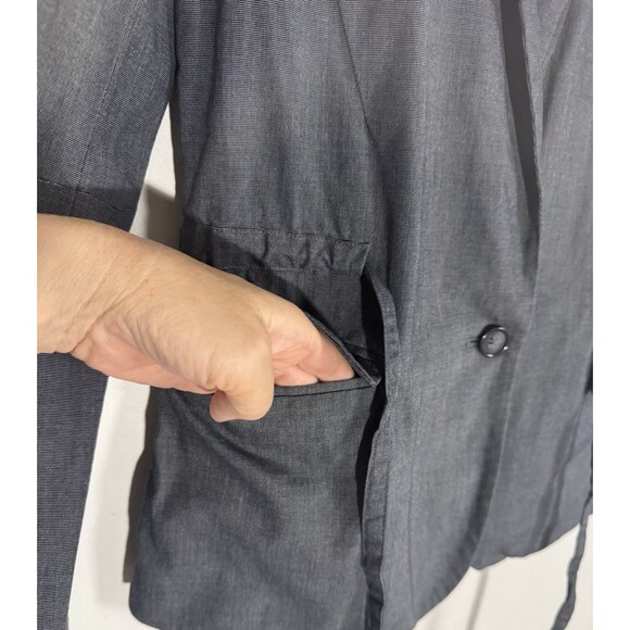 Banana Republic Blazer Gray Pincheck Stretch Belted Jacket Officecore - Picture 5 of 12